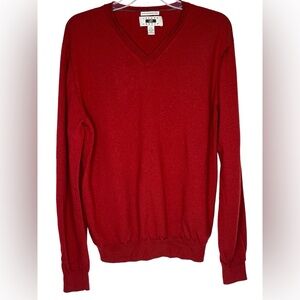 Joseph Abboud Men's XXL Red V-Neck Extra Fine Merino‎ Wool Long Sleeve Sweater
